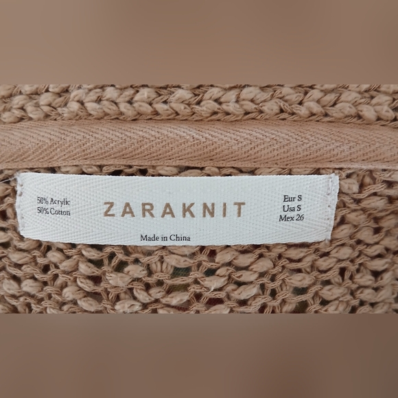 Zara Knit Button Front Tan Cardigan Sweater - Picture 8 of 9